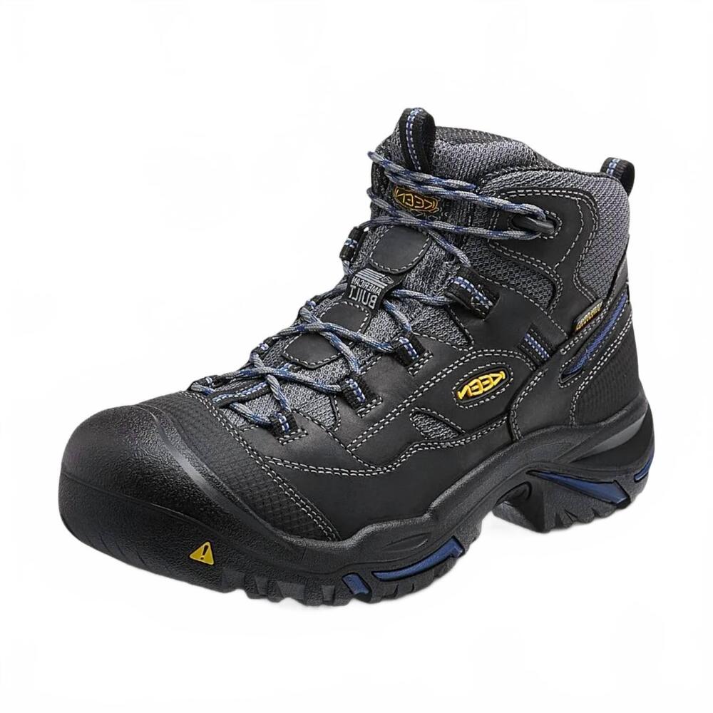 NEW KEEN men's soft toe braddock waterproof mid shoe in raven/estate blue